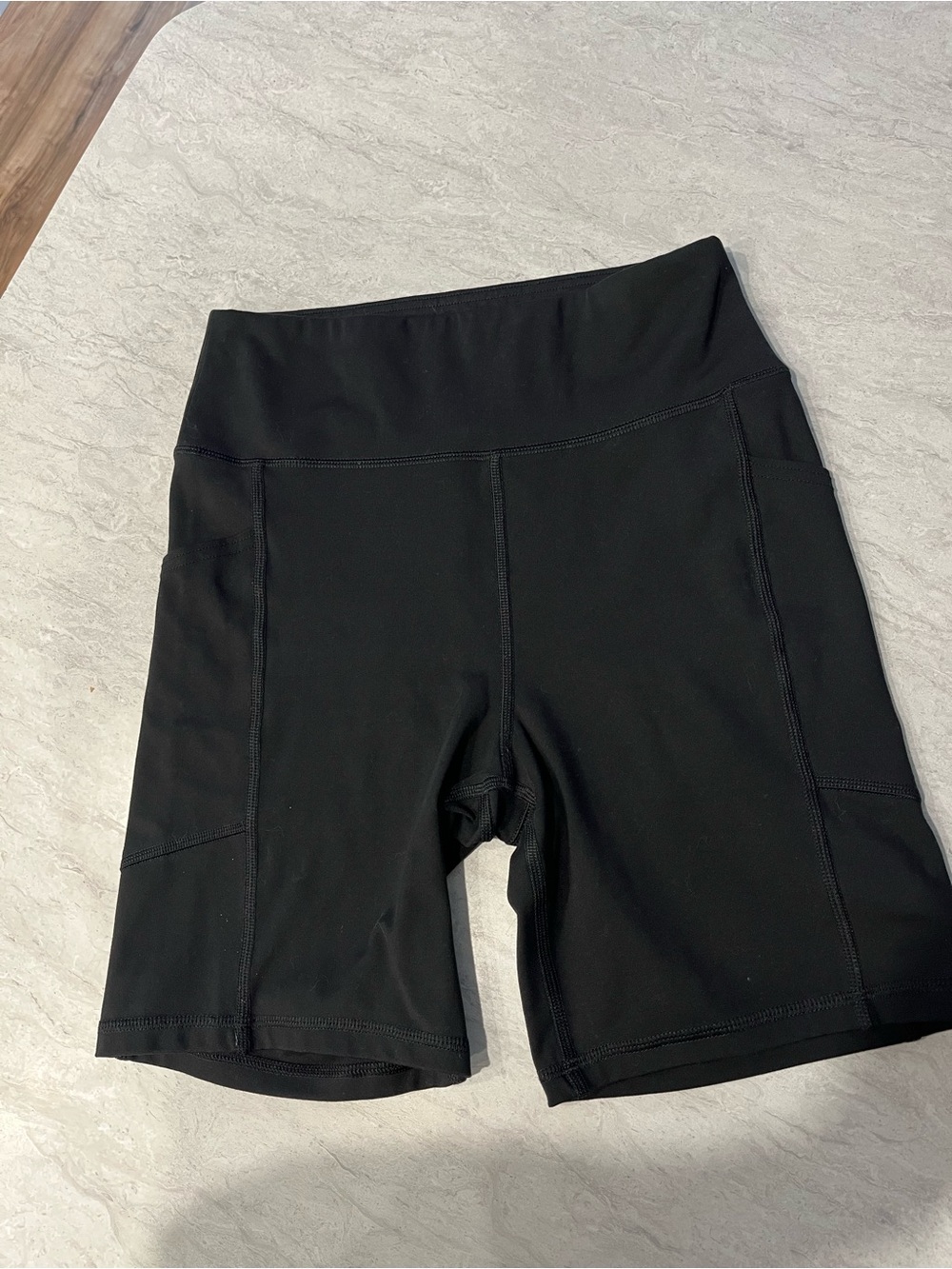 American Eagle Outfitters Black High-Rise Bike Shorts with Side Pockets